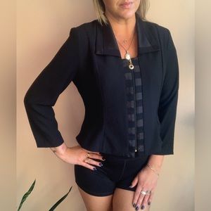 Vintage 1990's Black 'Zahra' Zip Up Professional Chic Blazer Blouse